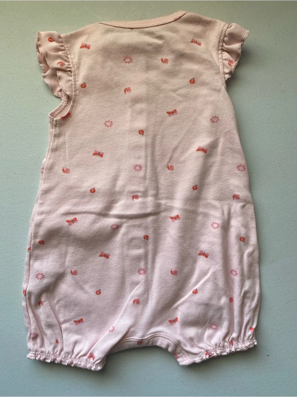 Carter's Child of Mine Pink Flutter Sleeve Butterfly Bubble Romper 12M